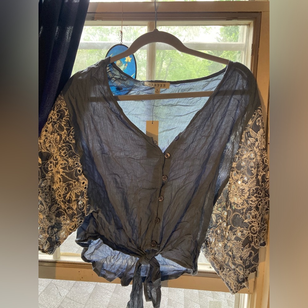 Francesca’s Lacey Blue Blouse